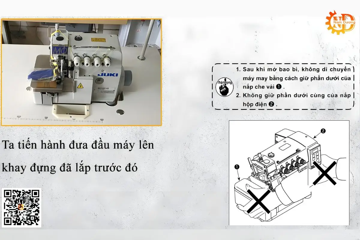 Đặt đầu máy vắt sổ lên máng dầu