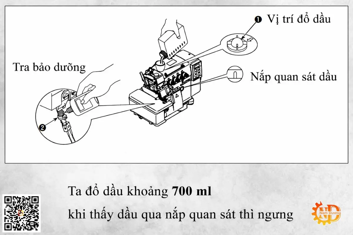 Đổ dầu máy may theo chỉ dẫn