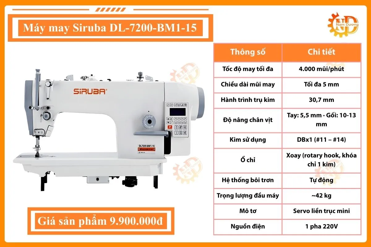 Máy may 1 kim điện tử Siruba DL-7200-BM1-15