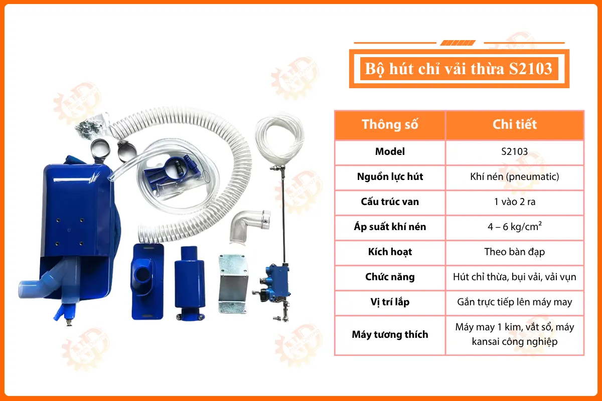 Bảng thông số bộ hút chỉ vải s2103