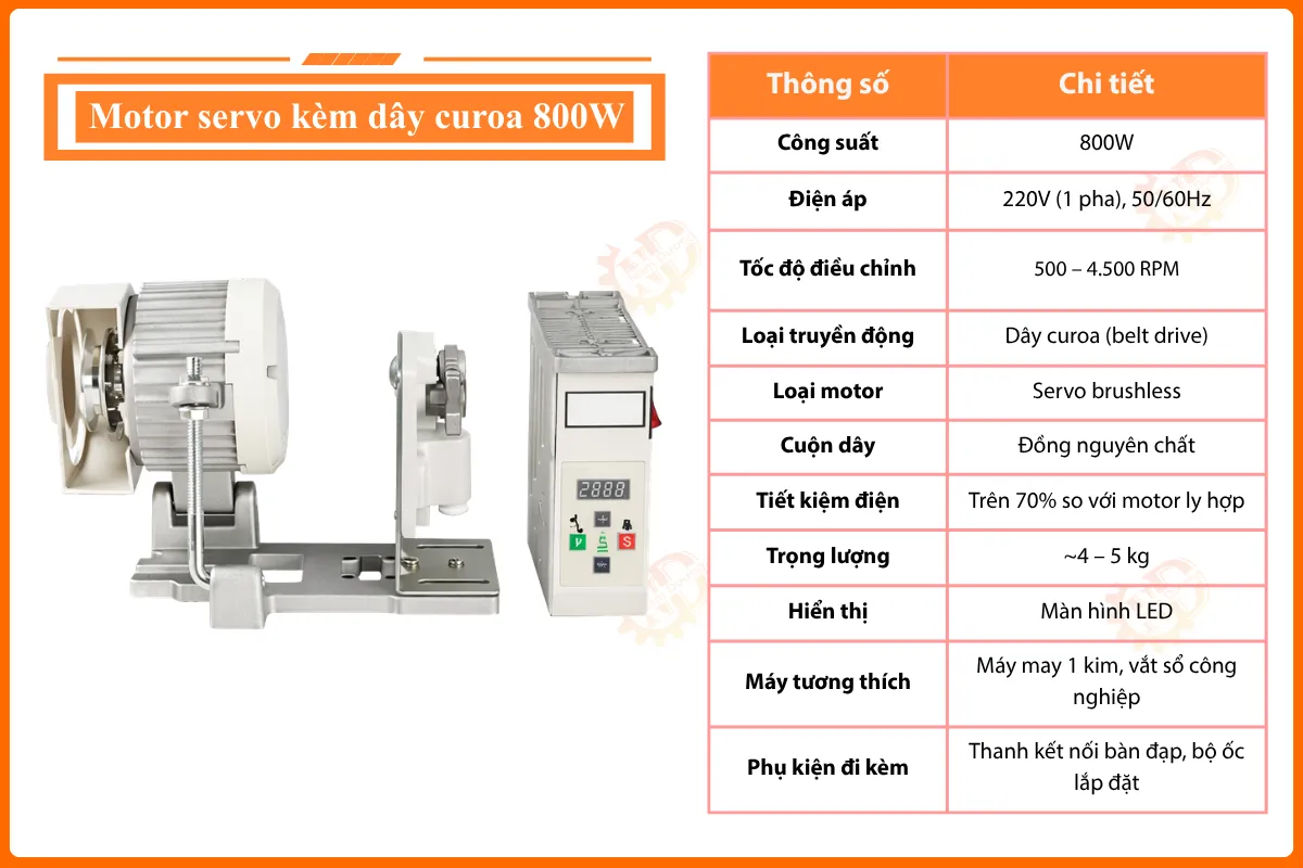 Bảng thông số motor servo 800w