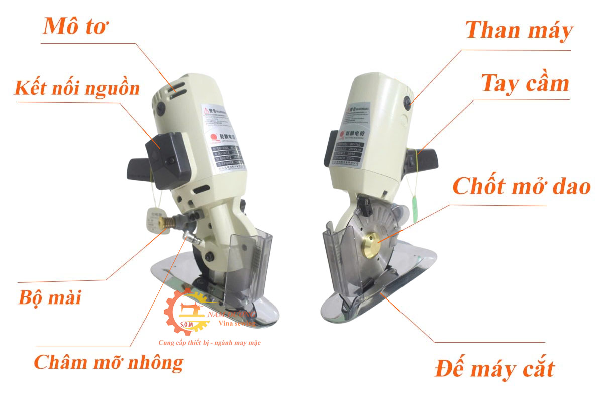 Máy cắt vải cầm tay RC-100 – lưỡi dao 100mm, công suất 250W, cắt dày 25mm