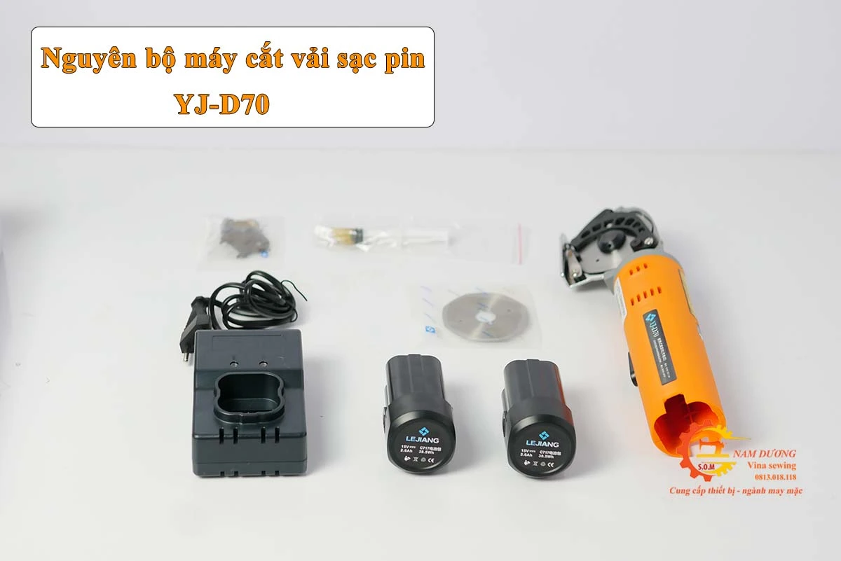 Máy cắt vải pin Lejiang YJ-D70 – lưỡi dao 70mm, công suất 170W, cắt dày 25mm