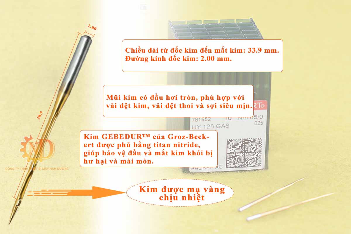 Thông số kim máy may chịu nhiệt Groz-Beckert UY 128 GAS / 1280 / TVx3