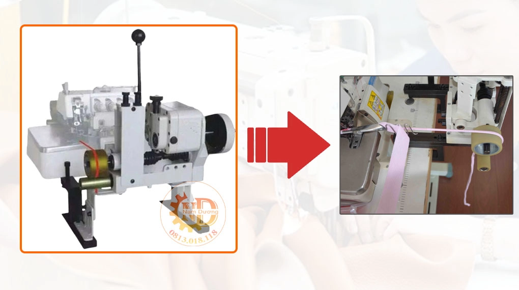 úng dụng bộ trợ lực lộn dây chun máy vắt sổ