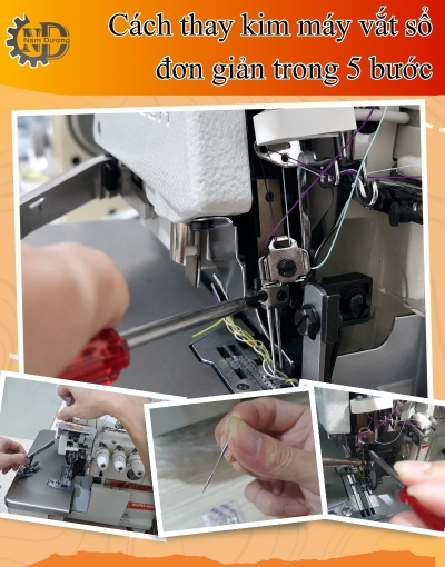 Cách lắp kim máy vắt sổ đúng chiều tránh bỏ mũi