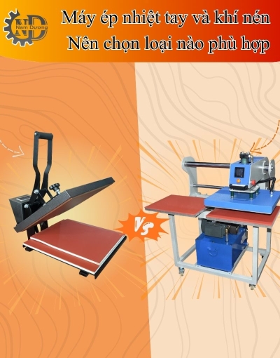 Tìm hiểu máy ép nhiệt tay và khí nén khác nhau thế nào